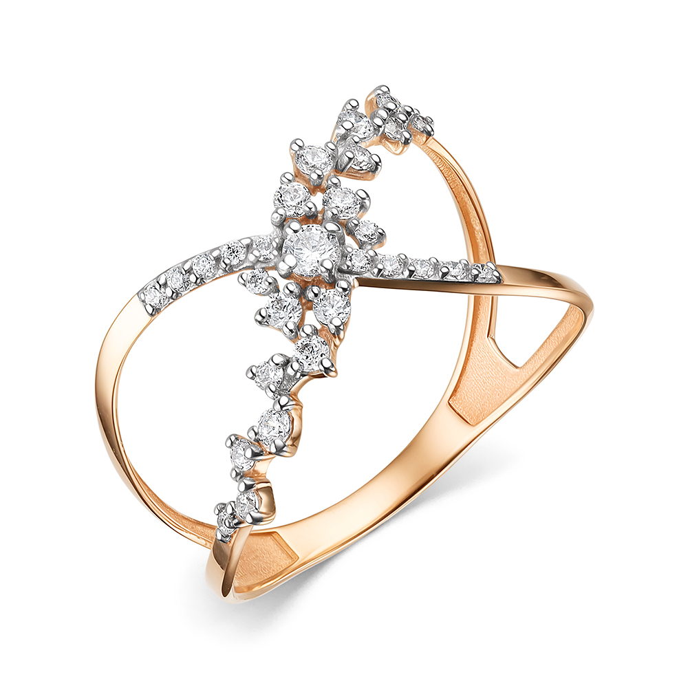 Ювелирное изделие - Кольцо из красного золота с фианитами в магазине Best-Gold 148432