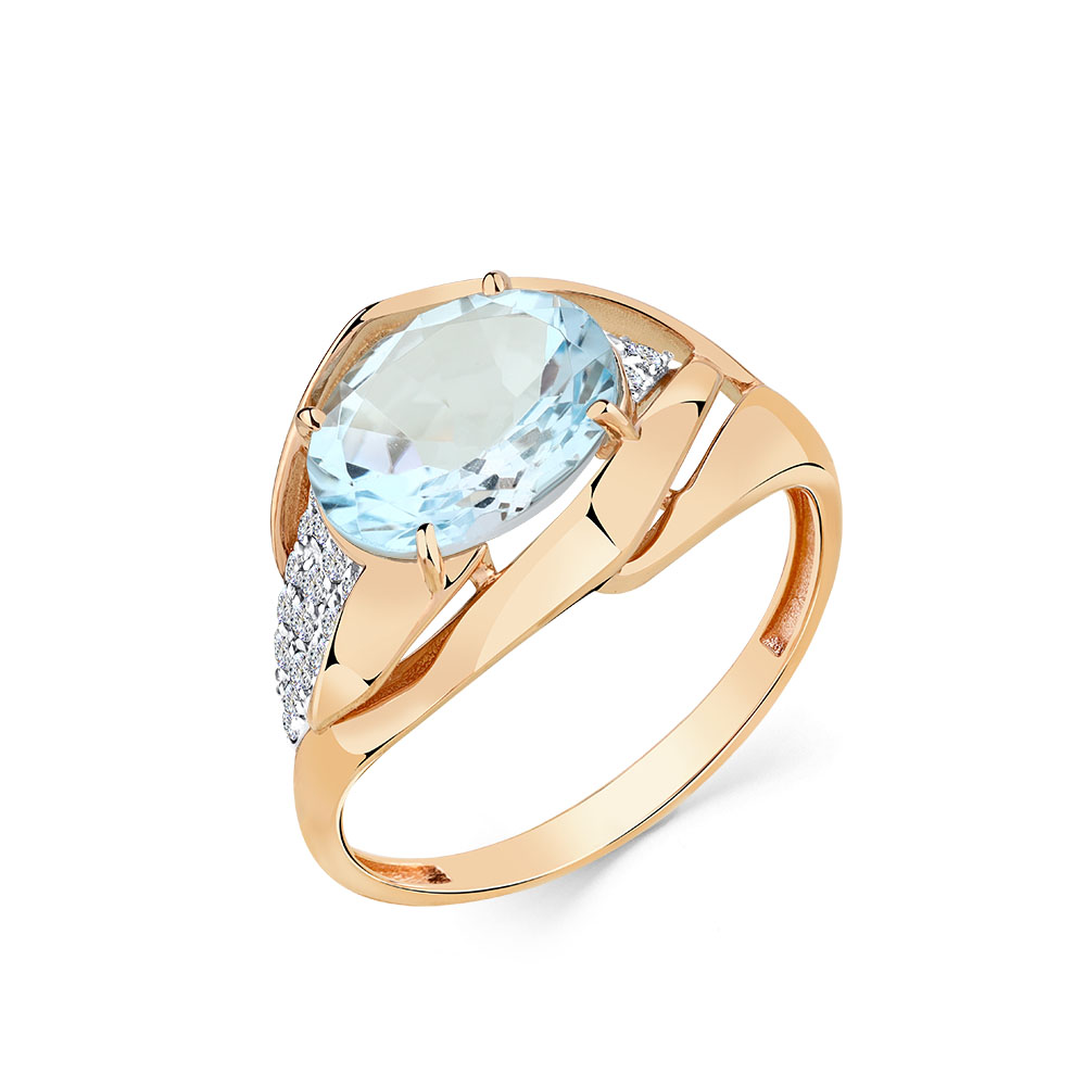 Кольцо из красного золота с топазом и фианитами Ювелирное изделие - Кольцо из красного золота с топазом и фианитами в магазине Best-Gold 142864