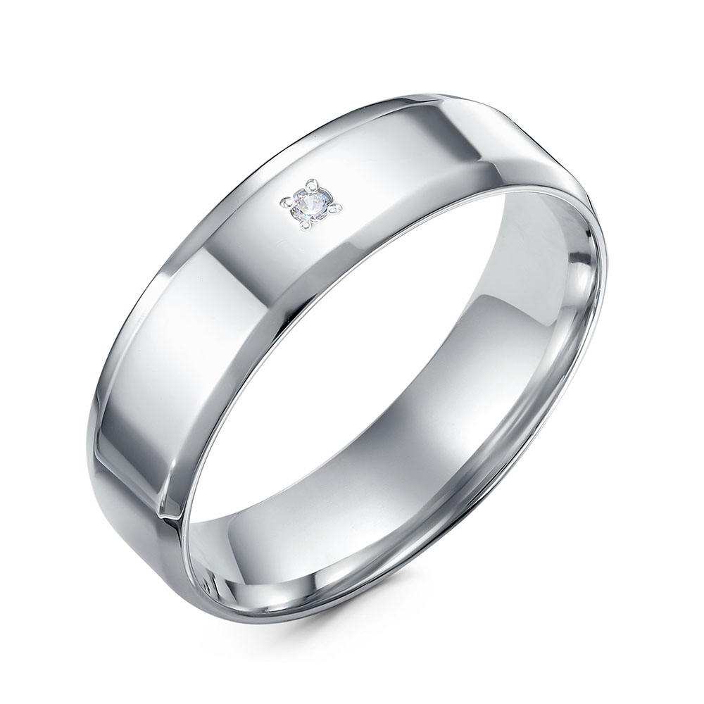 Обручальное кольцо из серебра с фианитом