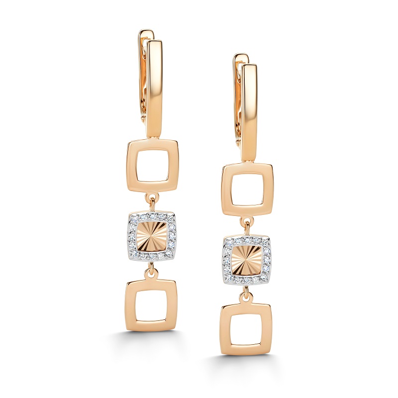 Серьги из красного золота с бриллиантами Ювелирное изделие - Серьги из красного золота с бриллиантами в магазине Best-Gold 154405