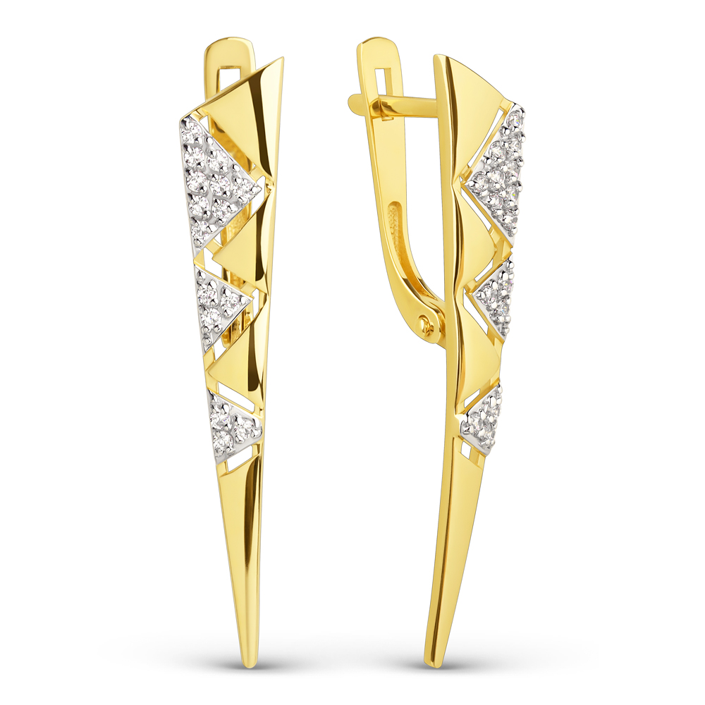 Ювелирное изделие - Серьги в желтом золоте с фианитами в магазине Best-Gold 129064