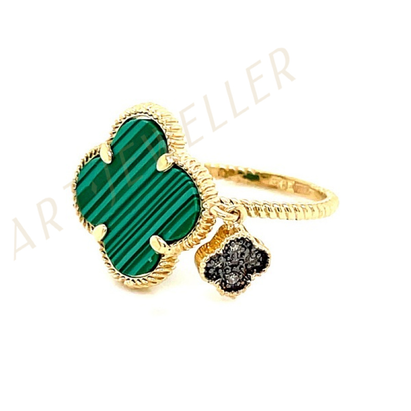 Ювелирное изделие - Кольцо из жёлтого золота с коньячными бриллиантами и керамикой в магазине Best-Gold 031436