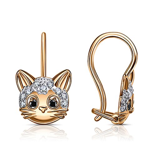 Серьги из красного золота с фианитами Ювелирное изделие - Серьги из красного золота с фианитами в магазине Best-Gold 134506