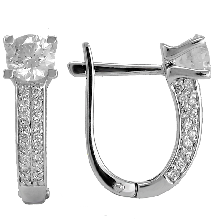 Ювелирное изделие - Серьги из белого золота с фианитами в магазине Best-Gold 131958