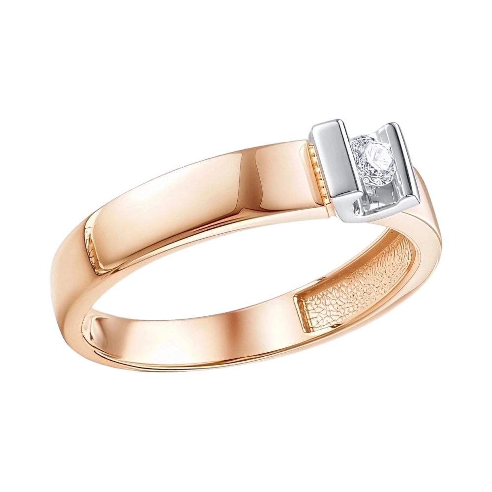 Кольцо помолвочное из комбинированного золота с бриллиантом Ювелирное изделие - Кольцо помолвочное из комбинированного золота с бриллиантом в магазине Best-Gold 091638