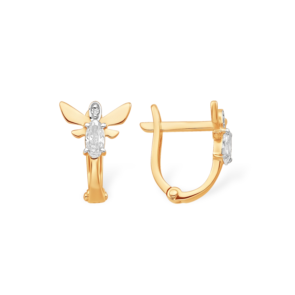 Серьги из красного золота с фианитами Ювелирное изделие - Серьги из красного золота с фианитами в магазине Best-Gold 141414