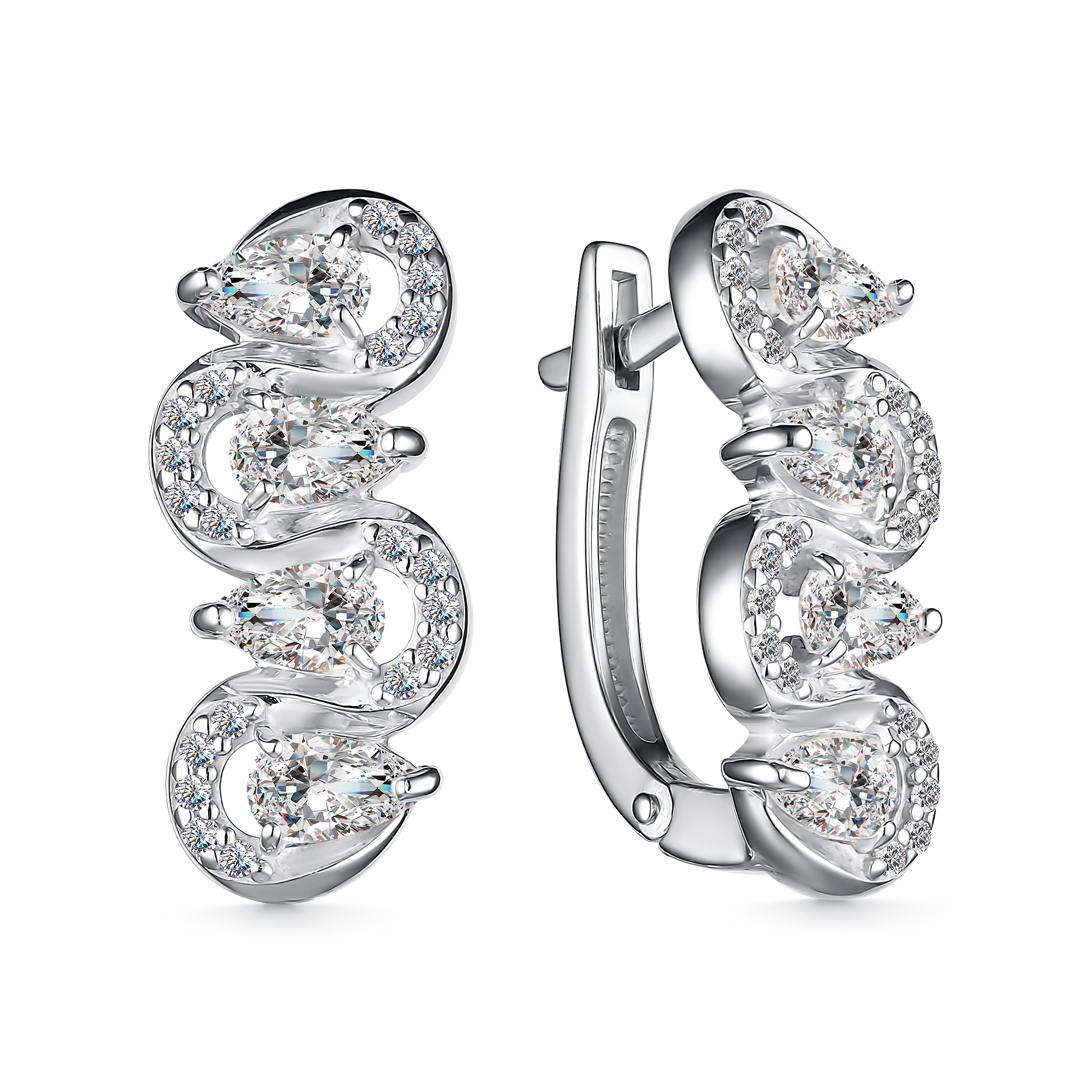 Серьги из серебра с фианитами Ювелирное изделие - Серьги из серебра с фианитами в магазине Best-Gold 134753