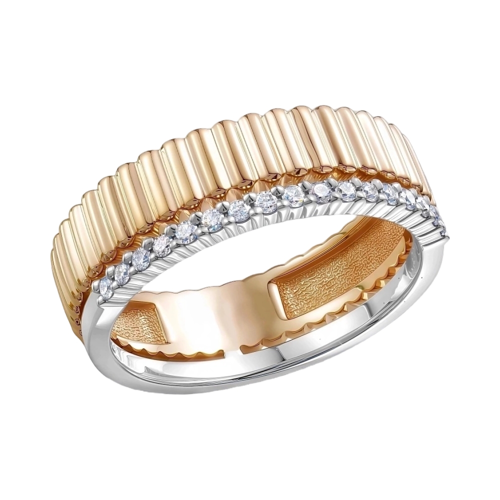 Кольцо из комбинированного золота с бриллиантами Ювелирное изделие - Кольцо из комбинированного золота с бриллиантами в магазине Best-Gold 141427