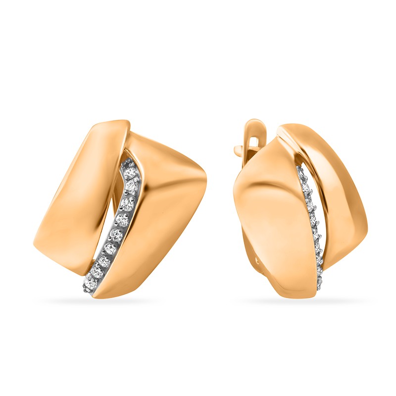 Серьги из красного золота с фианитами Ювелирное изделие - Серьги из красного золота с фианитами в магазине Best-Gold 126785