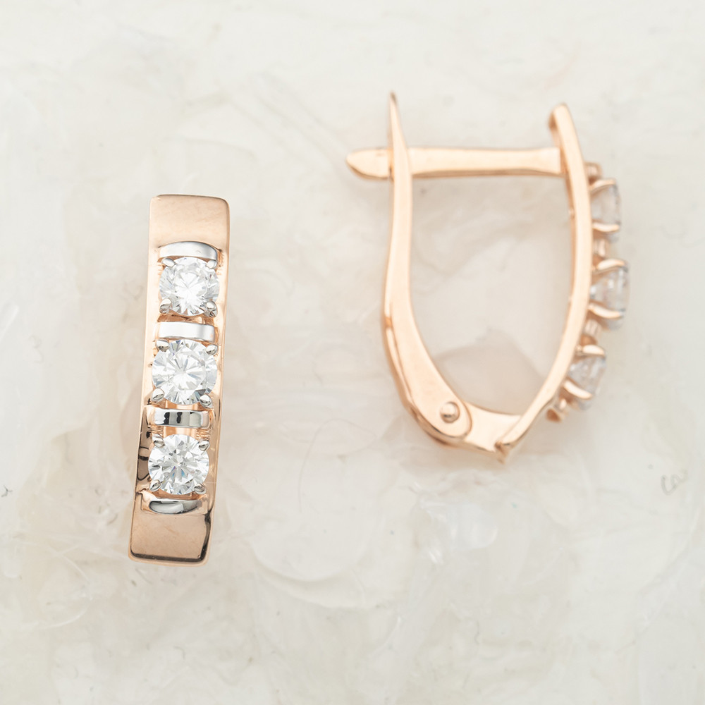 Серьги из красного золота с фианитами Ювелирное изделие - Серьги из красного золота с фианитами в магазине Best-Gold 029696