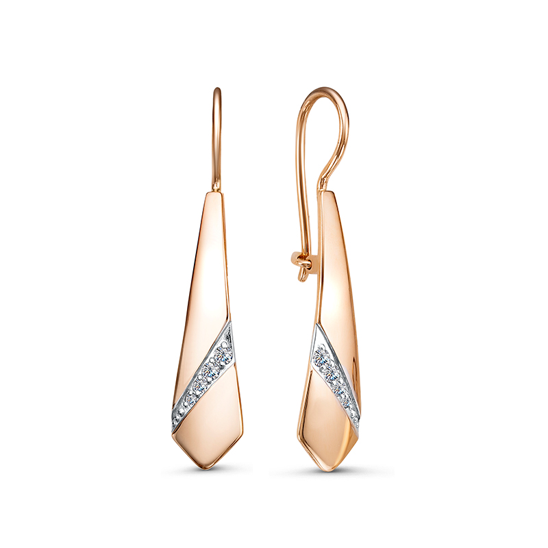 Ювелирное изделие - Серьги из желтого золота с фианитами в магазине Best-Gold 126574