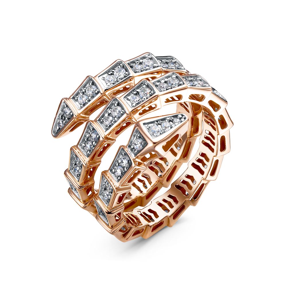 Кольцо из красного золота с фианитами Ювелирное изделие - Кольцо из красного золота с фианитами в магазине Best-Gold 122702