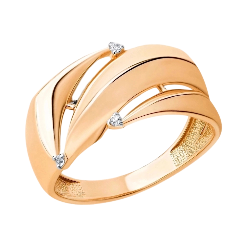 Кольцо из красного золота с фианитами