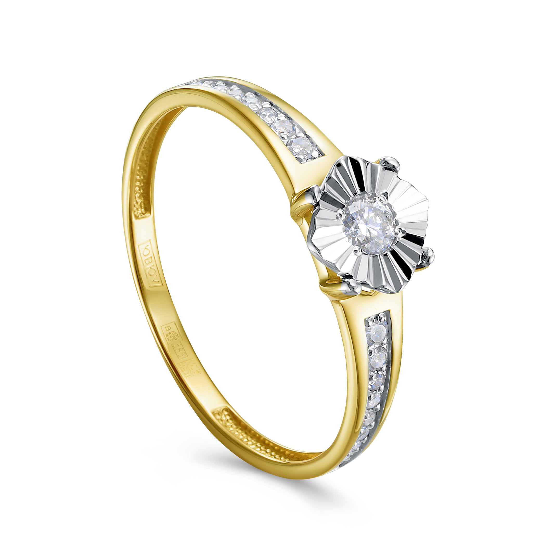 Кольцо из желтого золота с бриллиантами Ювелирное изделие - Кольцо из желтого золота с бриллиантами в магазине Best-Gold 150744