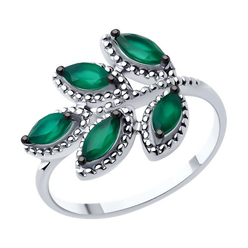 Кольцо из серебра с зелёным агатом Ювелирное изделие - Кольцо из серебра с зелёным агатом в магазине Best-Gold 123431