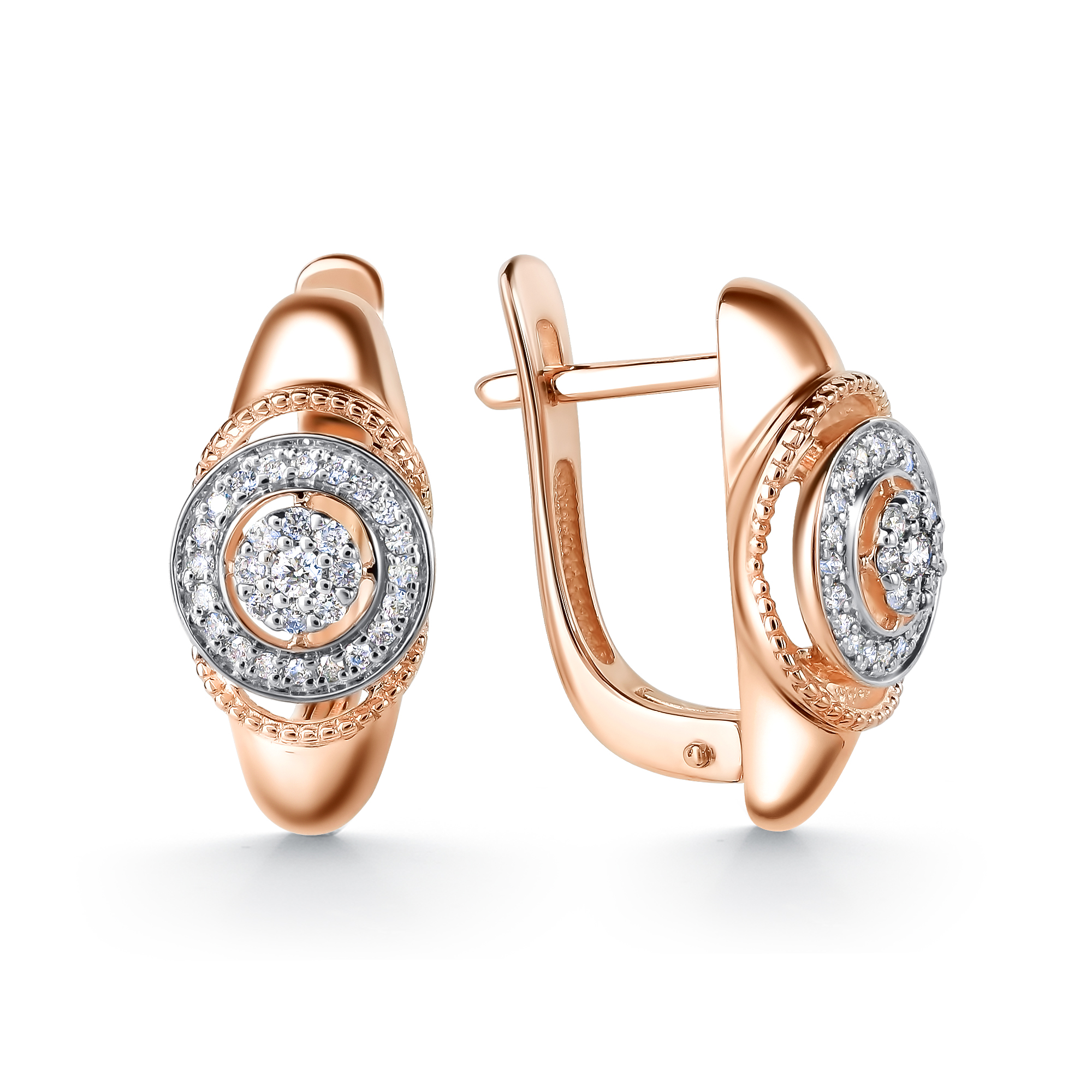 Серьги в красном золоте с бриллиантами Ювелирное изделие - Серьги в красном золоте с бриллиантами в магазине Best-Gold 132320