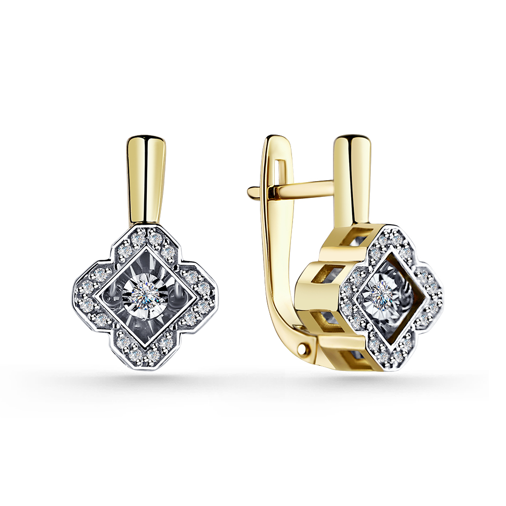 Серьги в желтом золоте с бриллиантами Ювелирное изделие - Серьги в желтом золоте с бриллиантами в магазине Best-Gold 135038