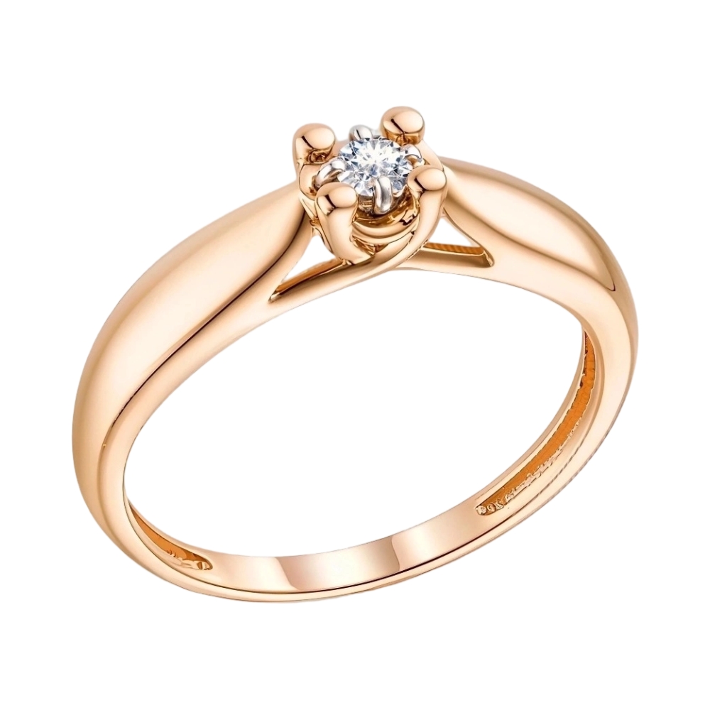 Ювелирное изделие - Кольцо помолвочное из красного золота с бриллиантами в магазине Best-Gold 072340