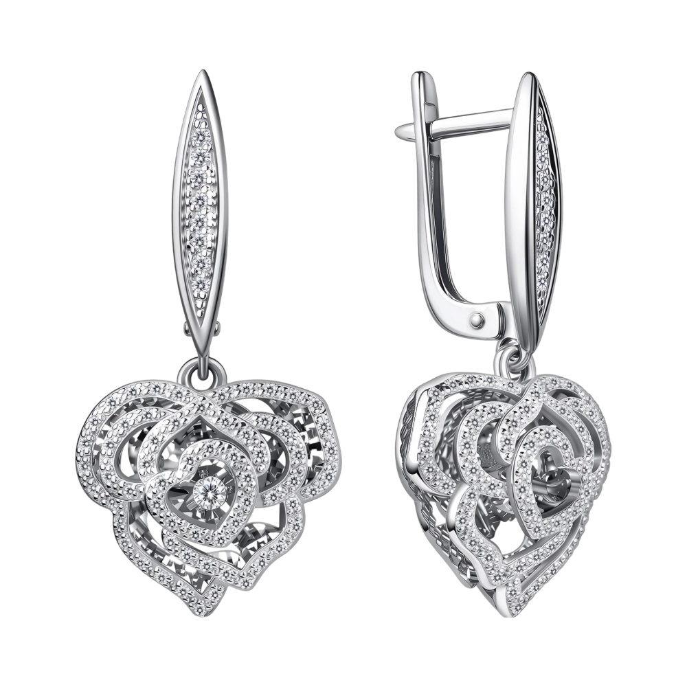 Серьги из белого золота с бриллиантами Ювелирное изделие - Серьги из белого золота с бриллиантами в магазине Best-Gold 156959