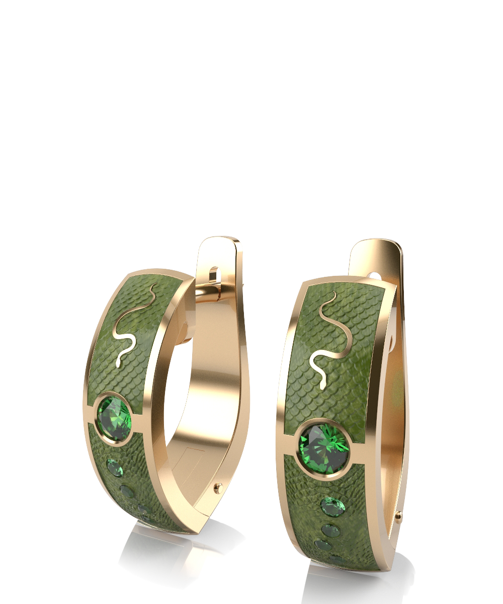 Ювелирное изделие - Серьги из серебра в позолоте с фианитом в магазине Best-Gold 134610