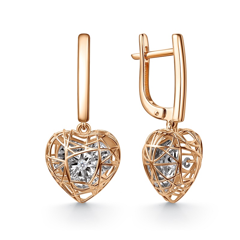 Серьги из красного золота с бриллиантами Ювелирное изделие - Серьги из красного золота с бриллиантами в магазине Best-Gold 154998