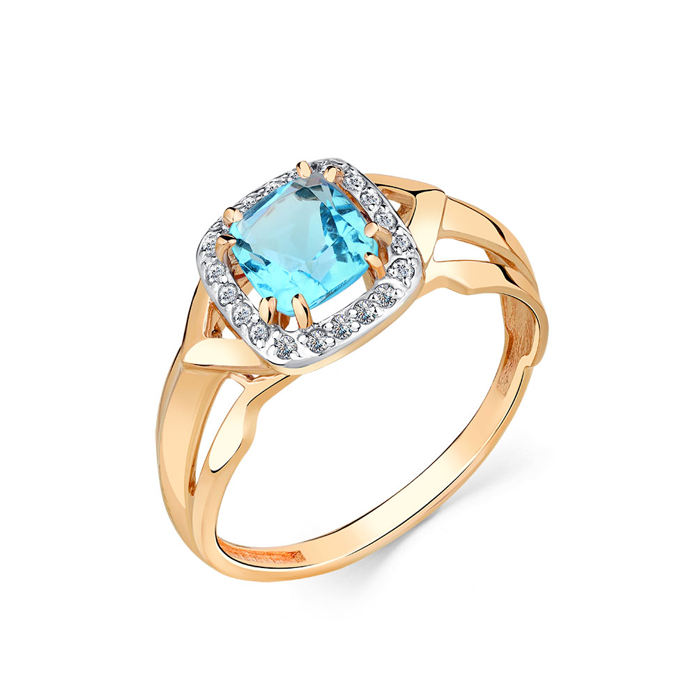 Кольцо из красного золота с топазом и фианитами Ювелирное изделие - Кольцо из красного золота с топазом и фианитами в магазине Best-Gold 142861