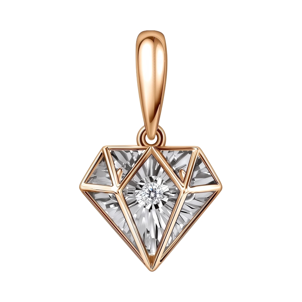 Ювелирное изделие - Подвеска из красного золота с бриллиантом в магазине Best-Gold 156226