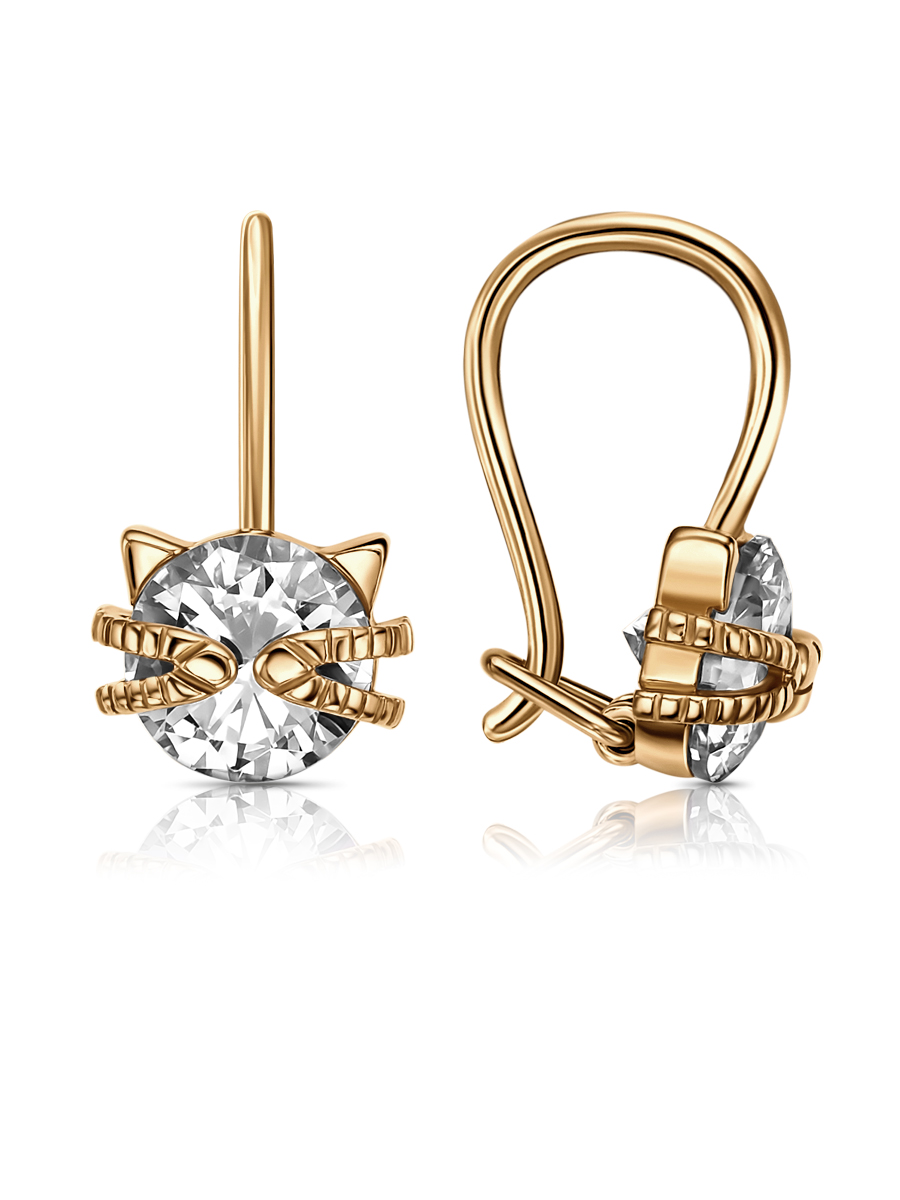 Серьги из красного золота с фианитами Ювелирное изделие - Серьги из красного золота с фианитами в магазине Best-Gold 134483