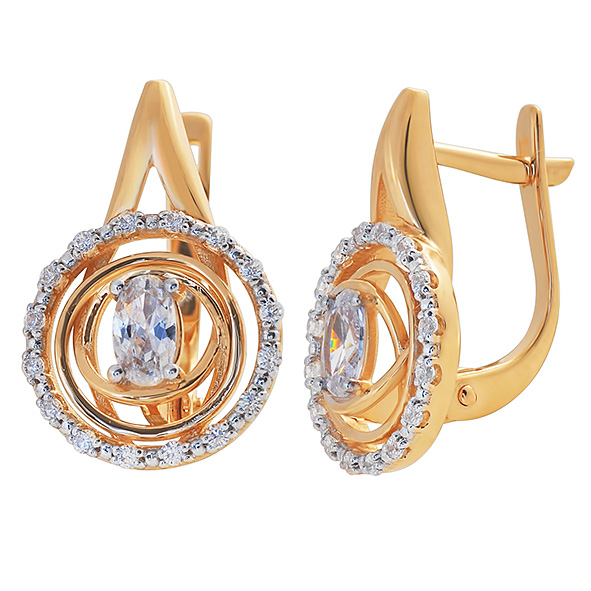 Серьги из красного золота с бриллиантами Ювелирное изделие - Серьги из красного золота с бриллиантами в магазине Best-Gold 153633