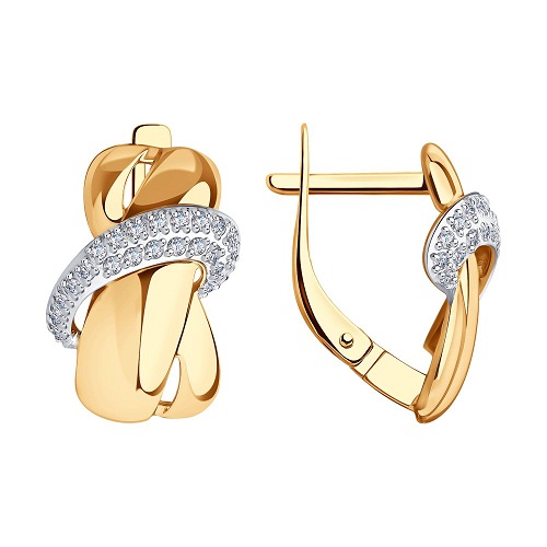 Серьги из красного золота с фианитами Ювелирное изделие - Серьги из красного золота с фианитами в магазине Best-Gold 102502