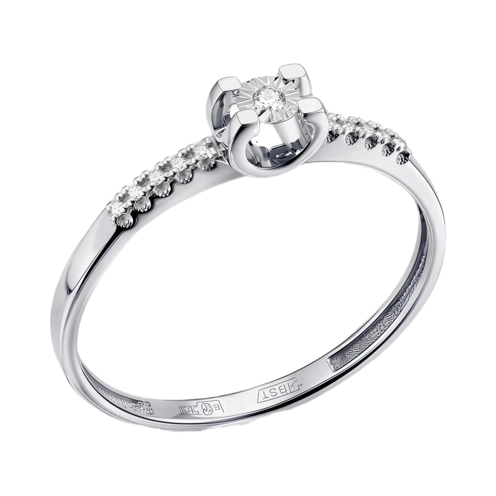 Кольцо помолвочное из белого золота с бриллиантами Ювелирное изделие - Кольцо помолвочное из белого золота с бриллиантами в магазине Best-Gold 040515