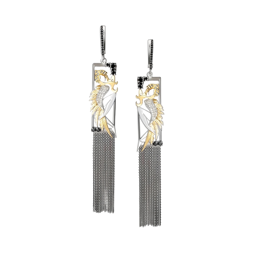 Ювелирное изделие - Серьги из серебра с фианитами в магазине Best-Gold 156271