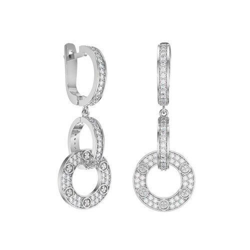 Ювелирное изделие - Серьги из серебра с фианитами в магазине Best-Gold 093376