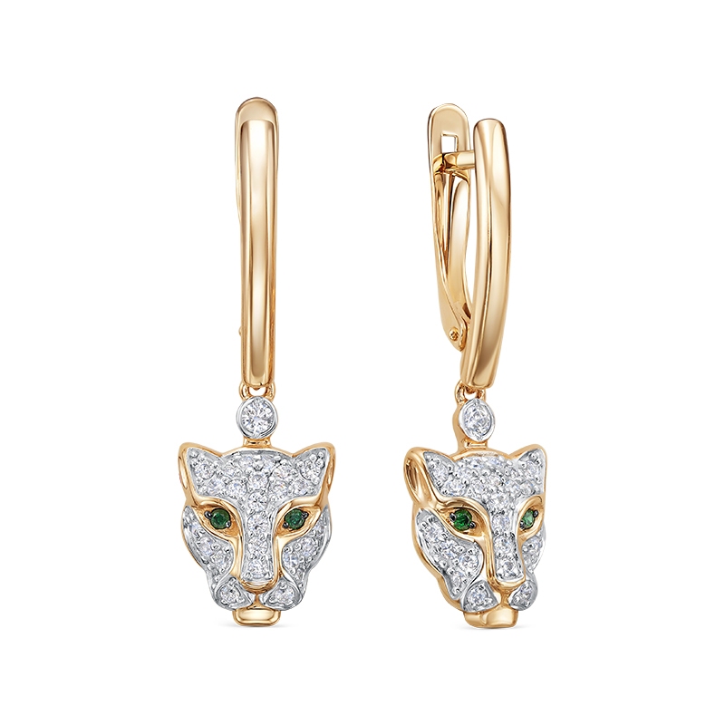 Ювелирное изделие - Серьги из красного золота с фианитами в магазине Best-Gold 142513