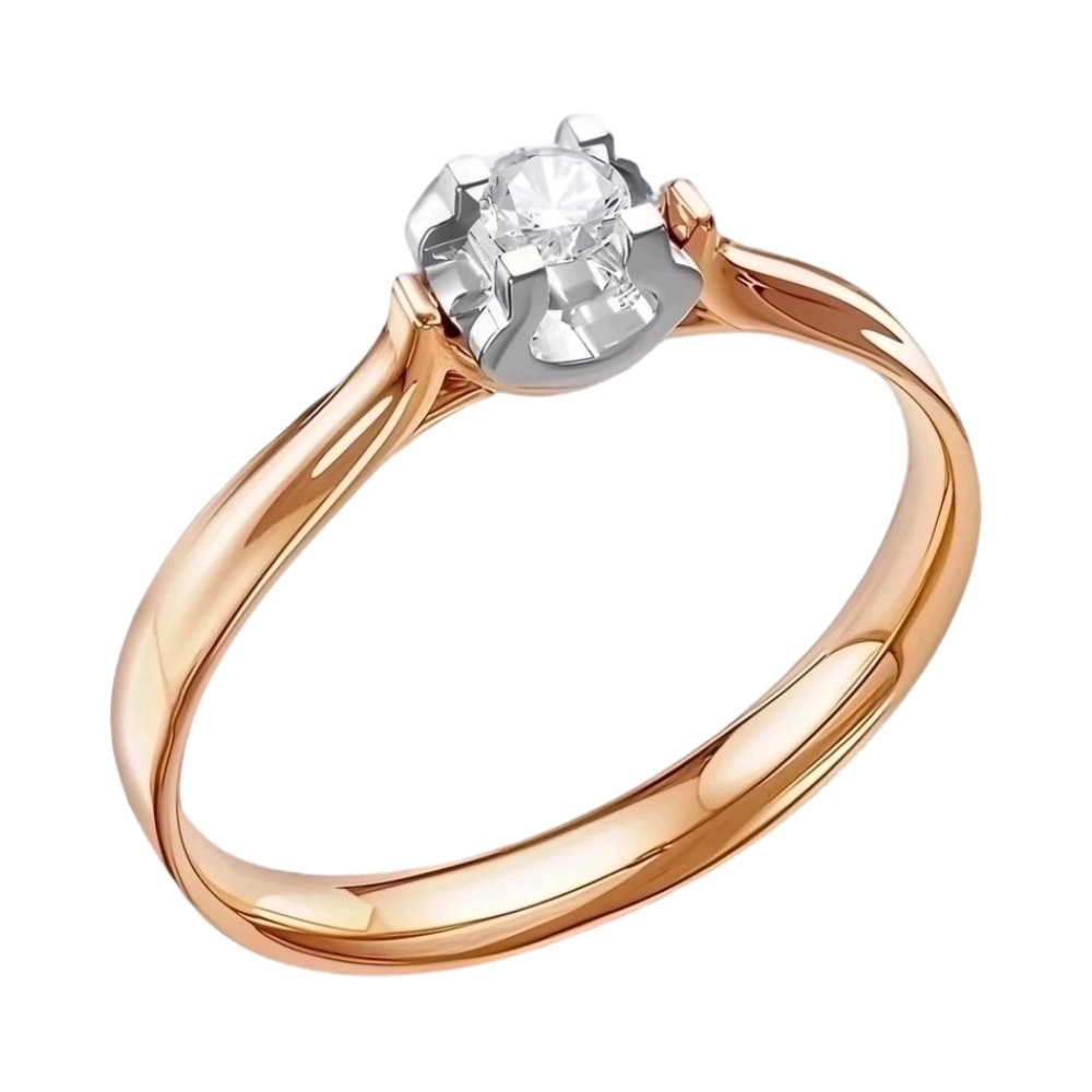 Помолвочное кольцо из красного золота с бриллиантом Ювелирное изделие - Помолвочное кольцо из красного золота с бриллиантом в магазине Best-Gold 153840