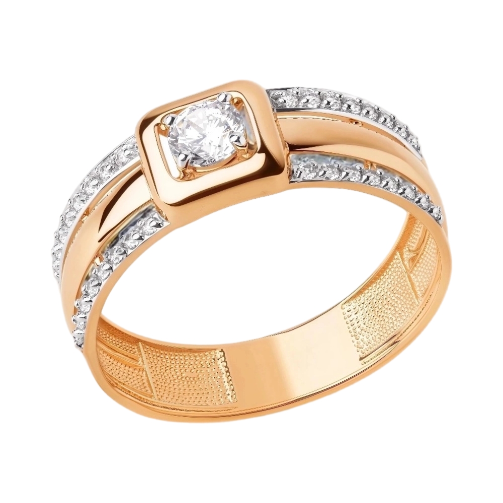 Ювелирное изделие - Кольцо из красного золота с фианитами в магазине Best-Gold 155366