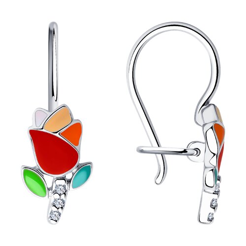 Серьги из серебра с фианитами и эмалью Ювелирное изделие - Серьги из серебра с фианитами и эмалью в магазине Best-Gold 124636