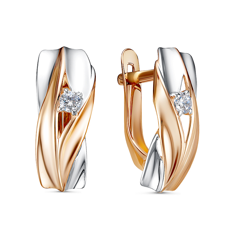 Ювелирное изделие - Серьги из красного золота с фианитами в магазине Best-Gold 034463