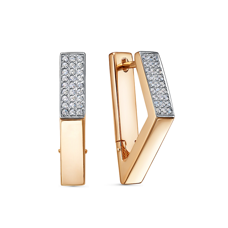 Серьги из красного золота с фианитами Ювелирное изделие - Серьги из красного золота с фианитами в магазине Best-Gold 149293