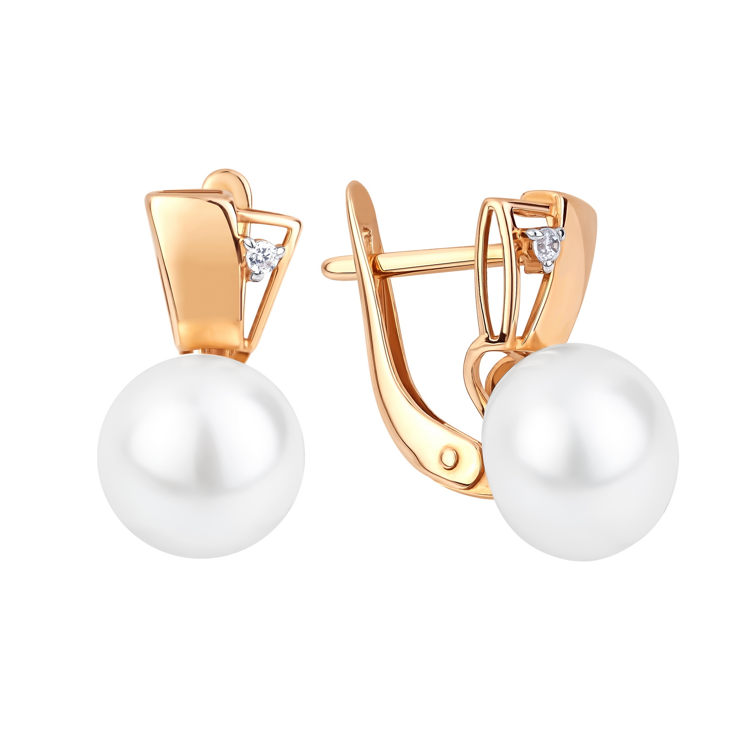 Серьги из красного золота с жемчугом Ювелирное изделие - Серьги из красного золота с жемчугом в магазине Best-Gold 144132