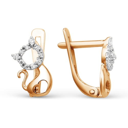 Ювелирное изделие - Серьги из красного золота с фианитами в магазине Best-Gold 046243