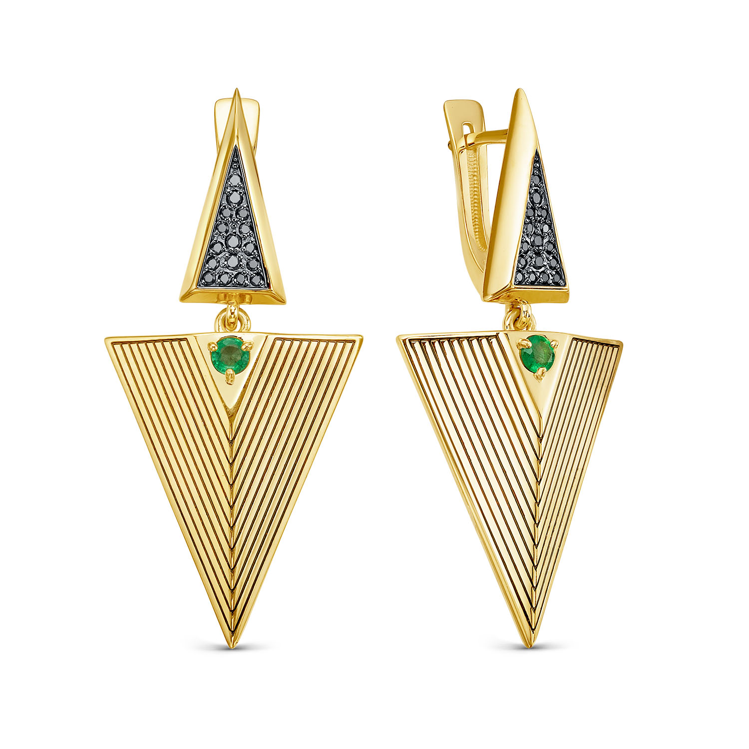 Серьги из серебра с изумрудом