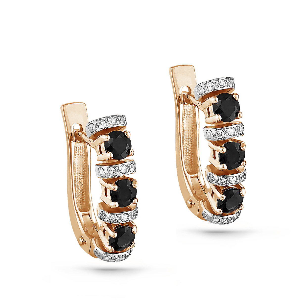 Ювелирное изделие - Серьги из красного золота с турмалтном и бриллиантами в магазине Best-Gold 154956