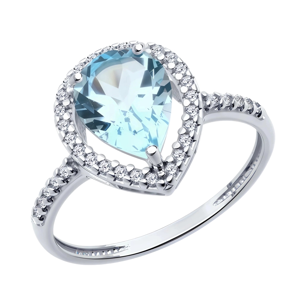 Ювелирное изделие - Кольцо из серебра с топазом и фианитами в магазине Best-Gold 152537