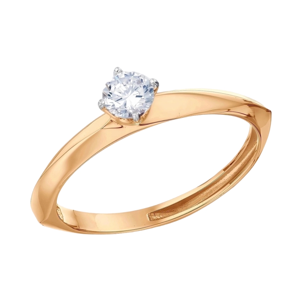 Ювелирное изделие - Кольцо помолвочное из красного золота с фианитом в магазине Best-Gold 097909