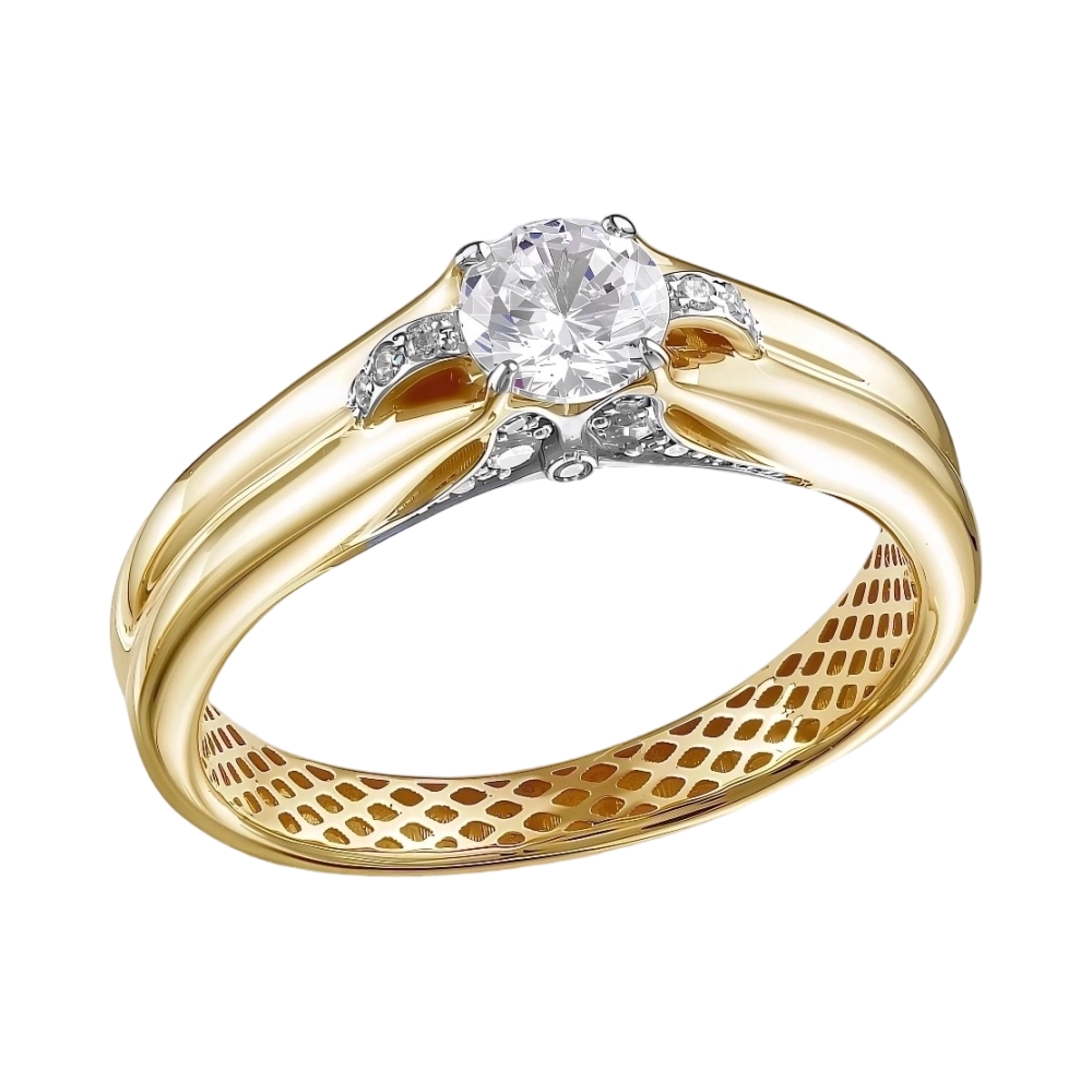 Кольцо из желтого золота с фианитами Ювелирное изделие - Кольцо из желтого золота с фианитами в магазине Best-Gold 128309