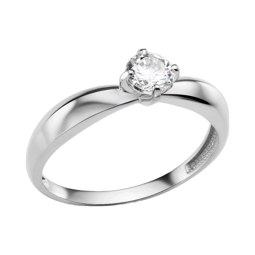 Ювелирное изделие - Кольцо помолвочное из белого золота с фианитом в магазине Best-Gold 111849