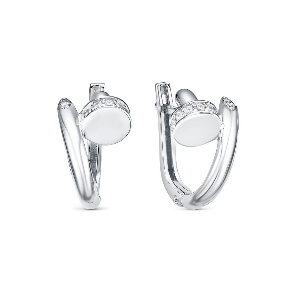 Серьги из белого золота с фианитами Ювелирное изделие - Серьги из белого золота с фианитами в магазине Best-Gold 134956