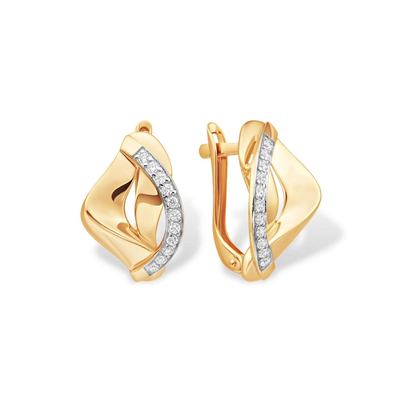 Серьги из красного золота с фианитами Ювелирное изделие - Серьги из красного золота с фианитами в магазине Best-Gold 147585