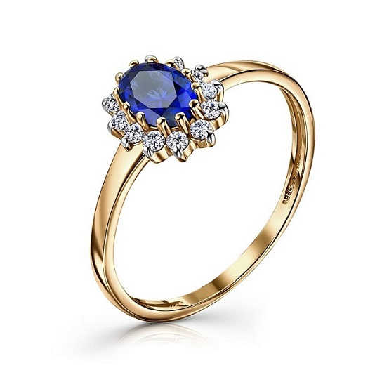 Ювелирное изделие - Кольцо из красного золота с сапфиром и брилиантами в магазине Best-Gold 153571